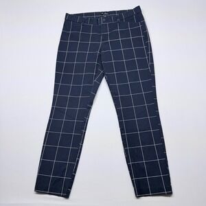 🔴 GAP Slim City Crop Pants Navy White Grid Check Size 6R